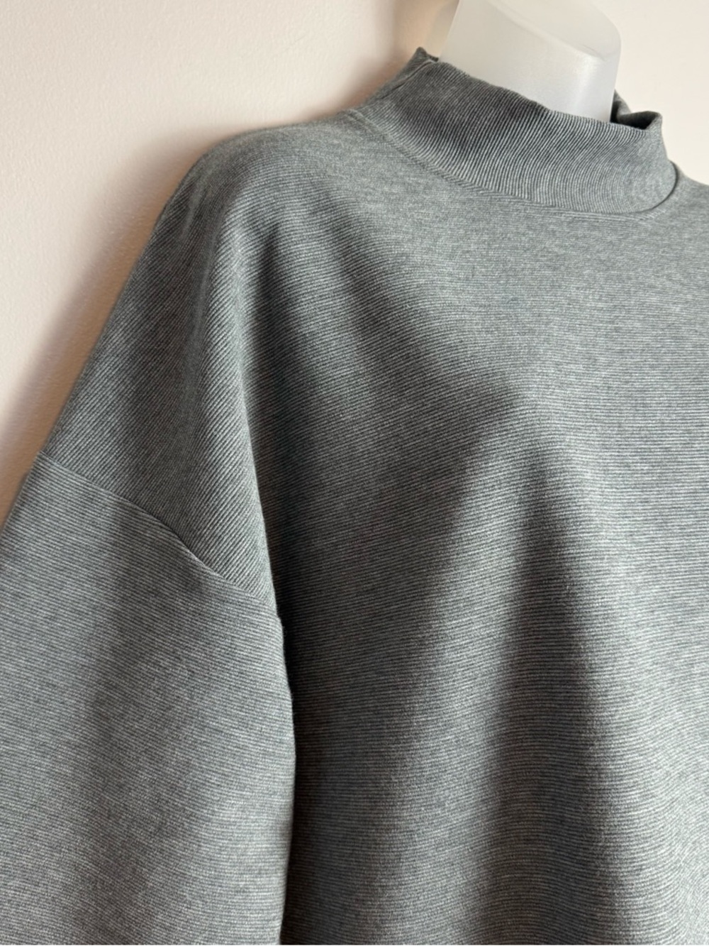CALIA by Carrie Underwood Grey Ribbed Knit Mock Neck Everyday Sweater Size L - Picture 2 of 7